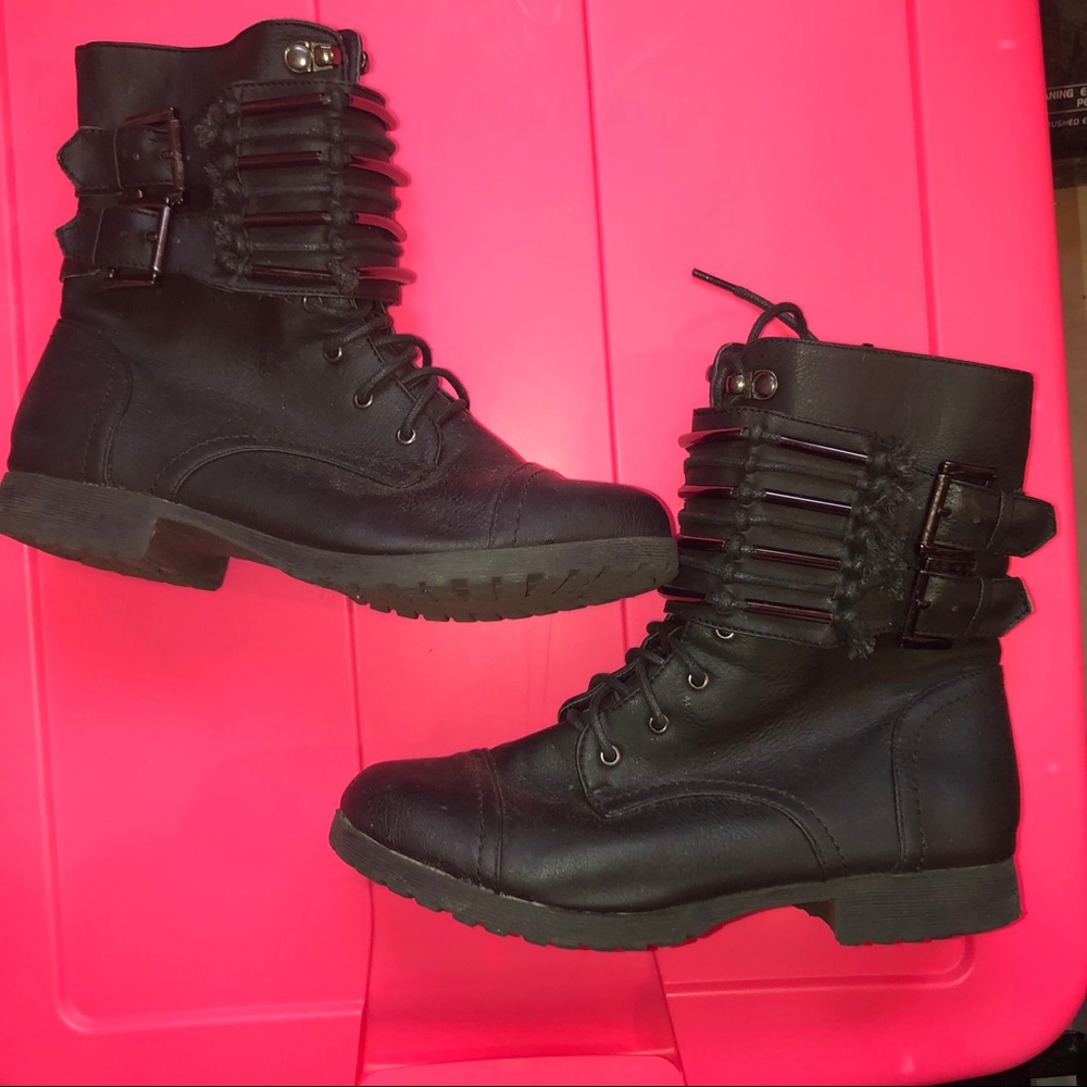 Black combat boots